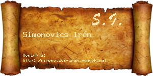 Simonovics Irén névjegykártya